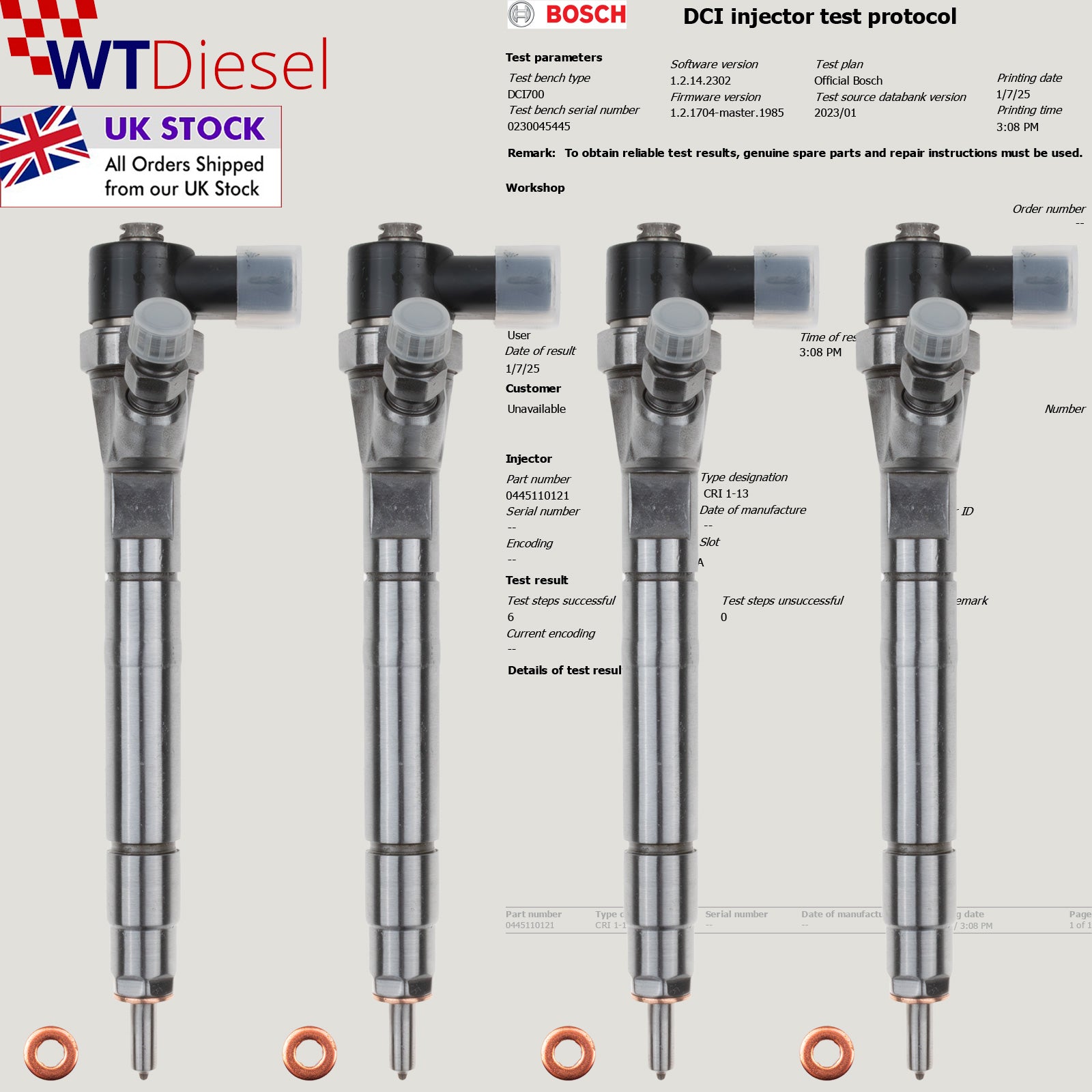 X4 Mercedes Injector | 0445110121 | Bosch Injector for C & E-Class A6130700987