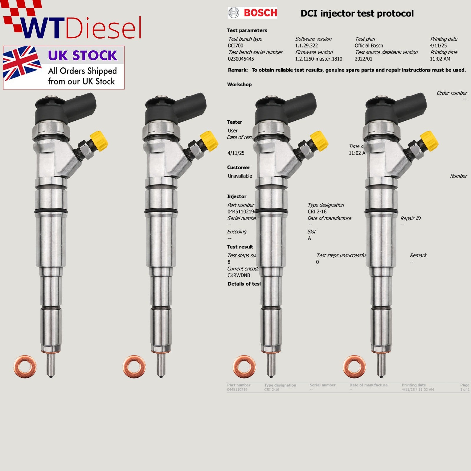 X4 BMW Injector | 5 Series 535d | Bosch 0445110219 13537792096