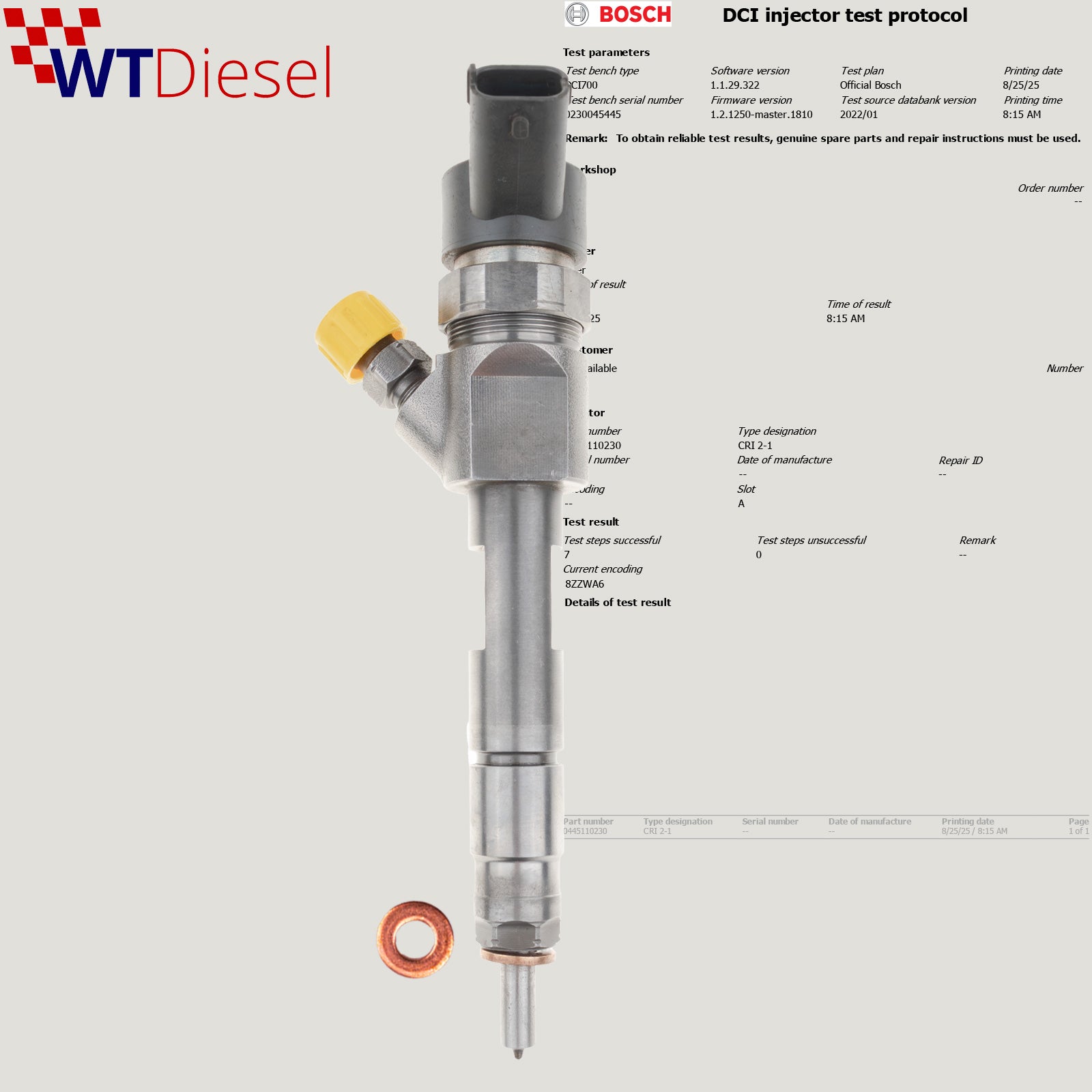 RENAULT Grand Scénic SUZUKI Grand Vitara Injector | 1.9 dCi | Bosch 0445110230
