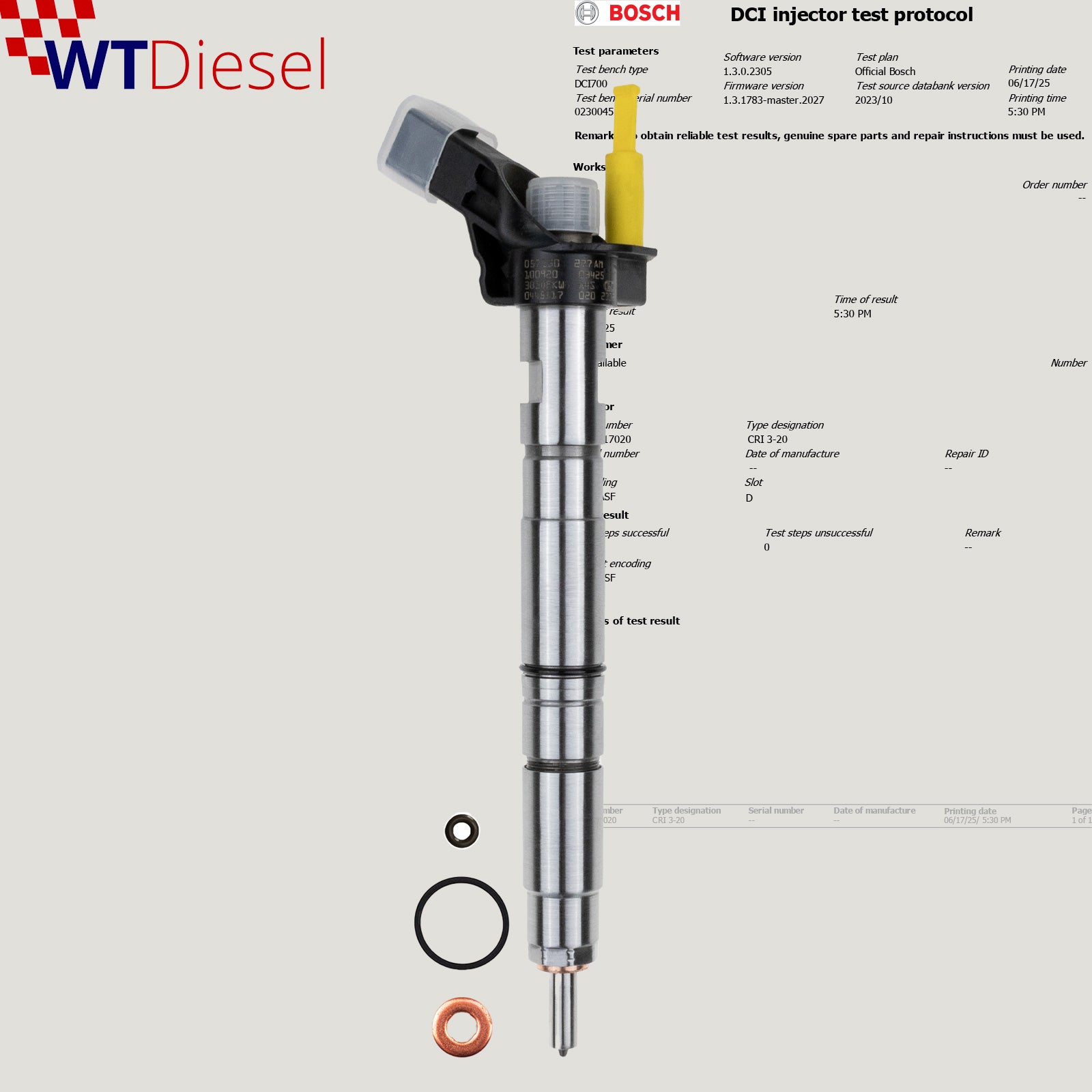Audi Q7 Diesel Fuel Injector |4.2 TDI| Bosch 0445117020 0986435412