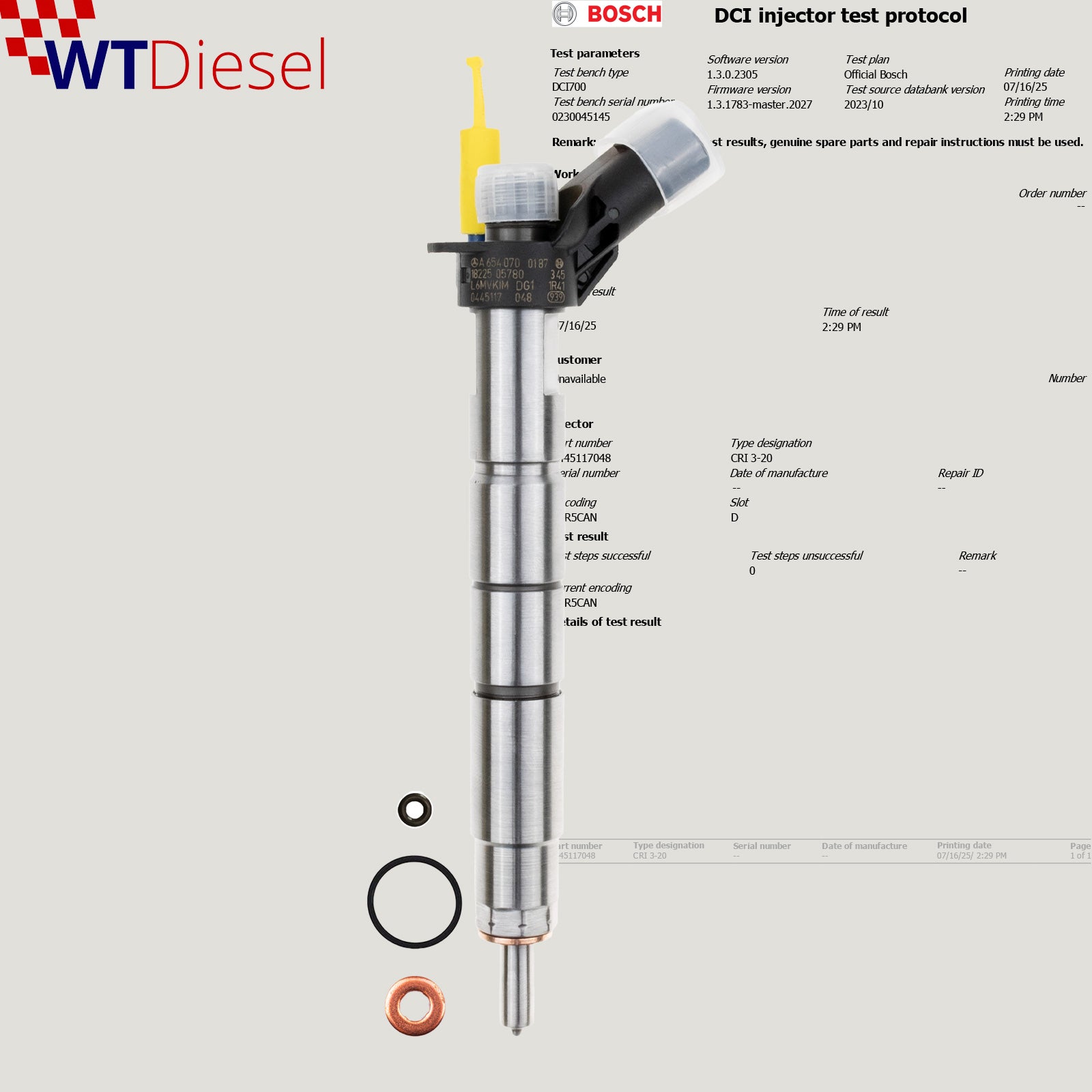 Mercedes-Benz Diesel Injector | 200 d | Bosch 0445117048 A6540700187