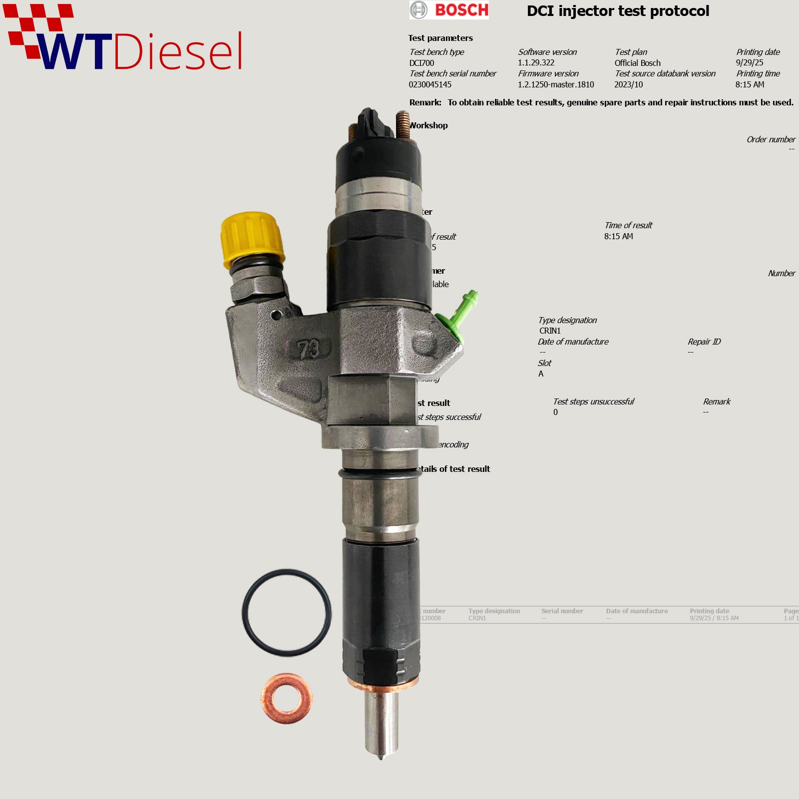 0445120008 Chevrolet Silverado Injector | 6.6 TD | Bosch 97208074 0986435502