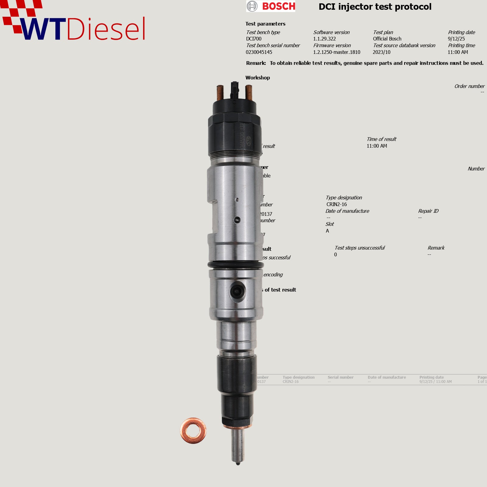 Renault Trucks Volvo Diesel Injector | 118 kW 160 PS | 0445120137