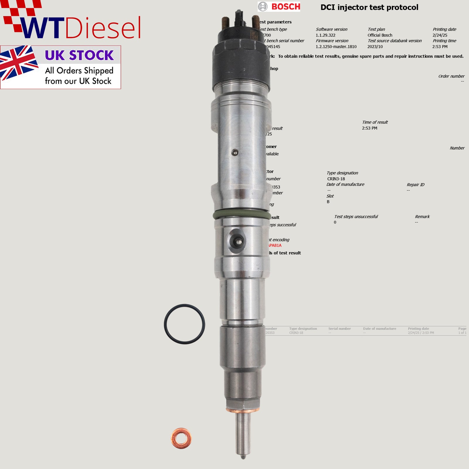 MAN TGS TGX Injector | 320 PS 400 PS | Siemens 0445120353 51 10100 6169