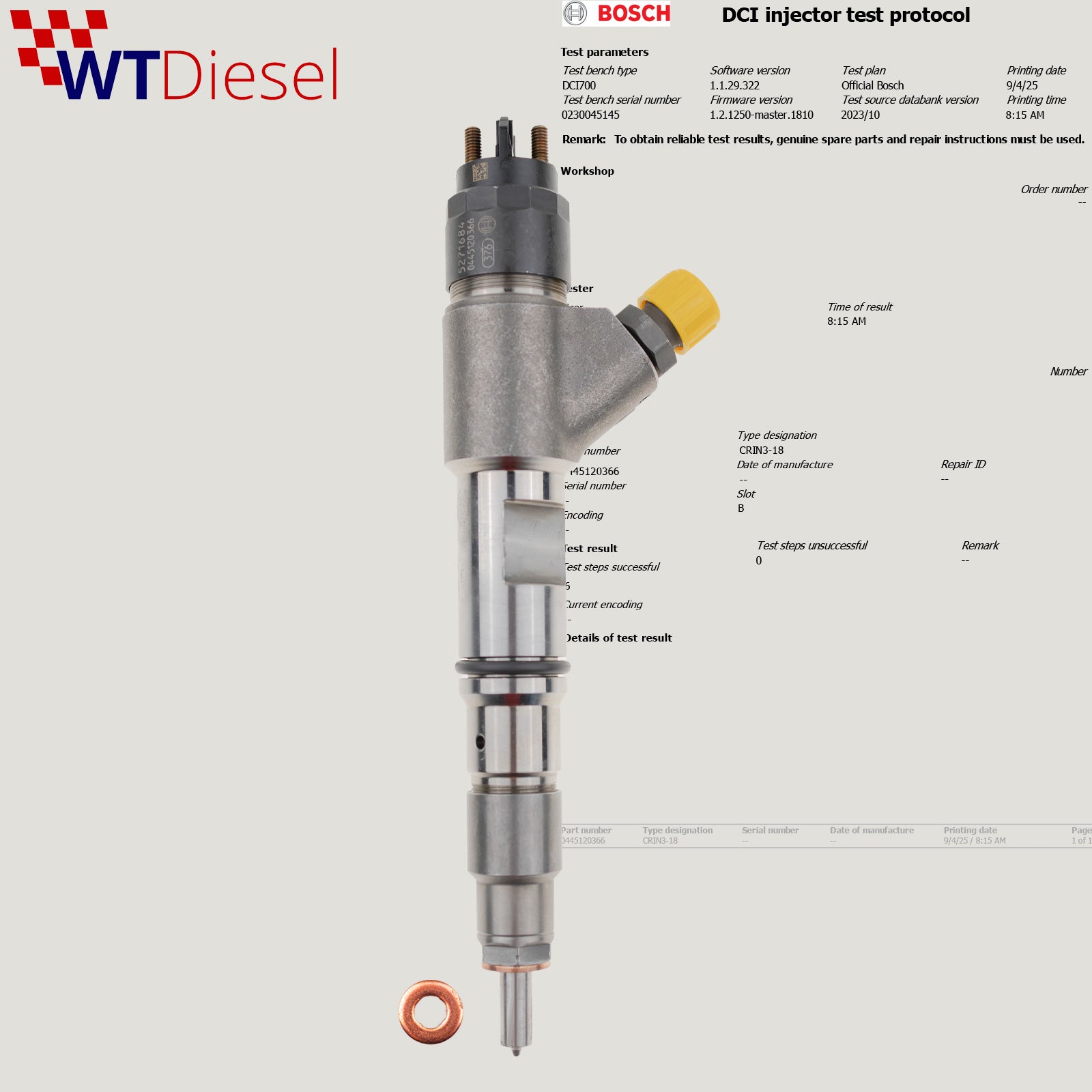Cummins ISF ISB Engine injector | 2.8 3.8 4.5 | 0445120366