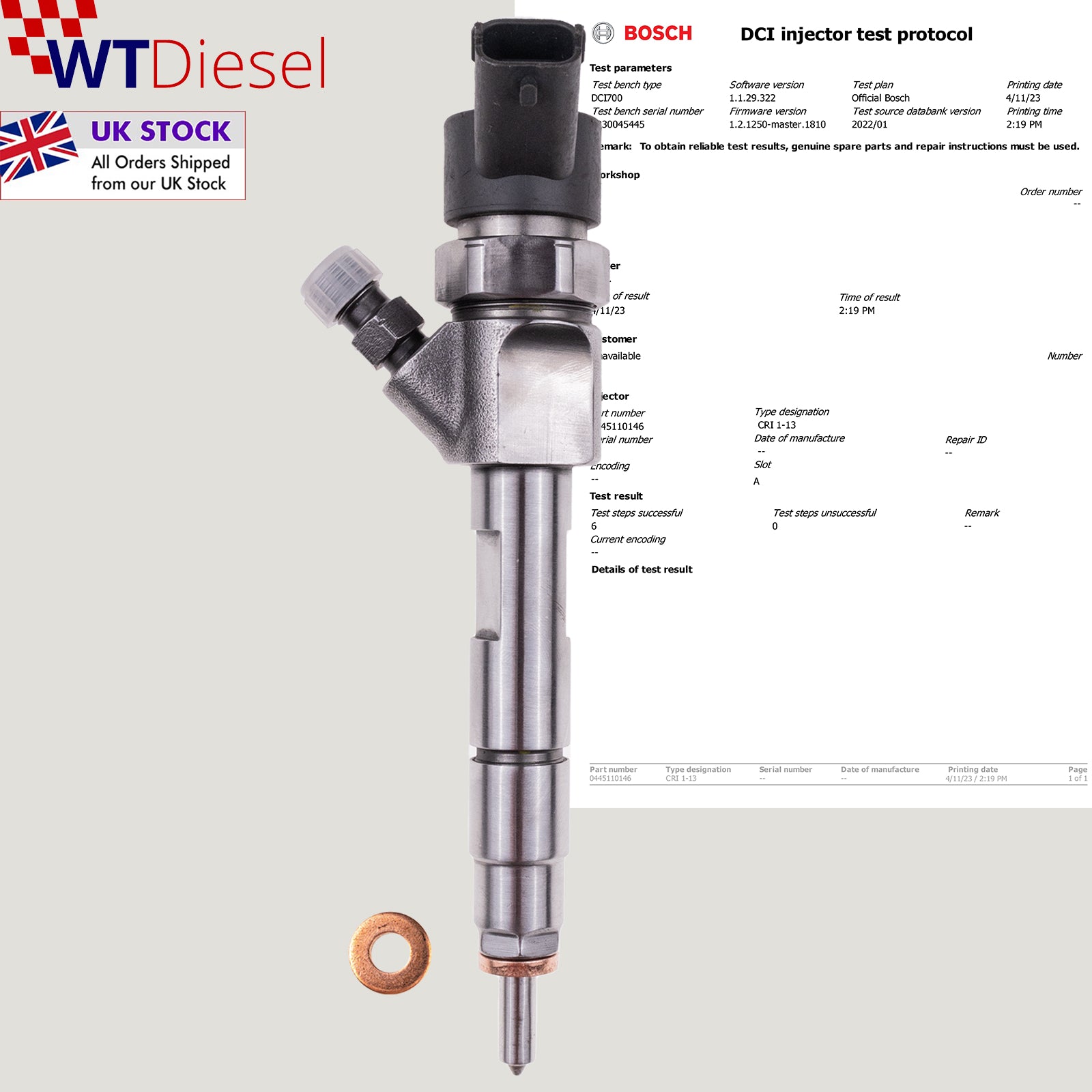 Opel Renault Vauxhall Bosch Injector |1.9 DC|  0445110146 0445110021