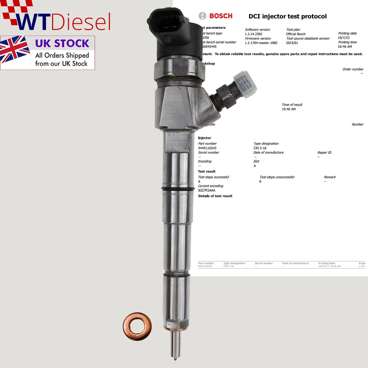 X4 Opel Fiat Alfa Romeo Cadillac Diesel Injector | 1.9D | Bosch 0445110243