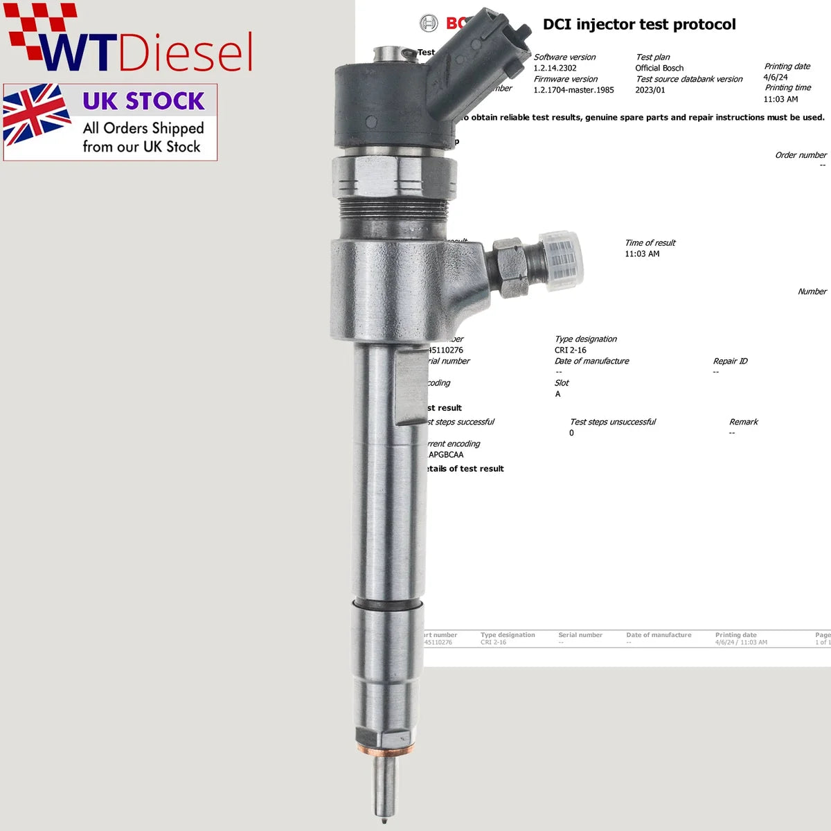 X4 Alfa Romeo Fiat Opel Saab Suzuki Injector | 1.9D | 55200259 15710-79J50 | 0445110276 |