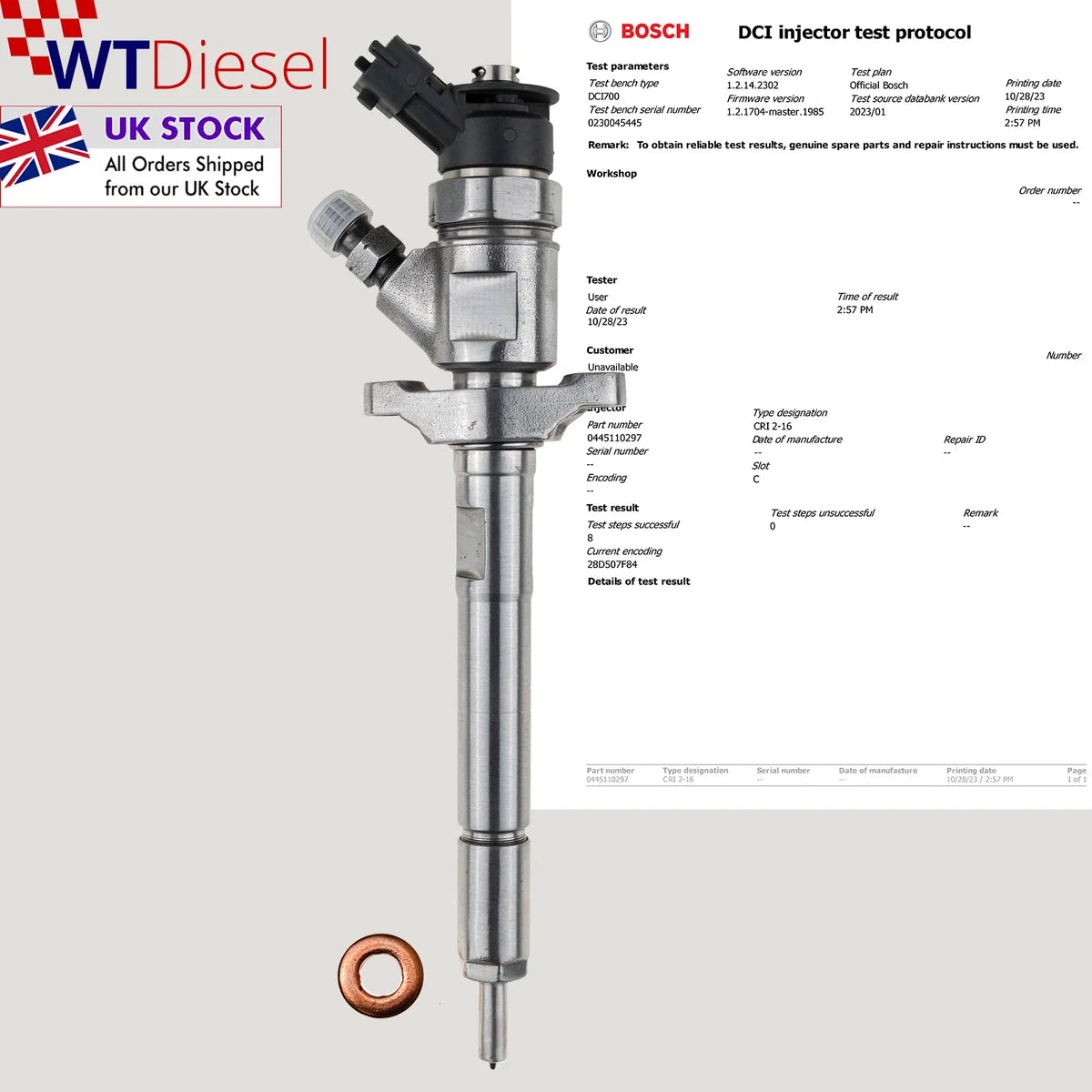 X4 Citroen Peugeot Diesel Injector | 1.6 HDi | Bosch 0445110297 0986435150