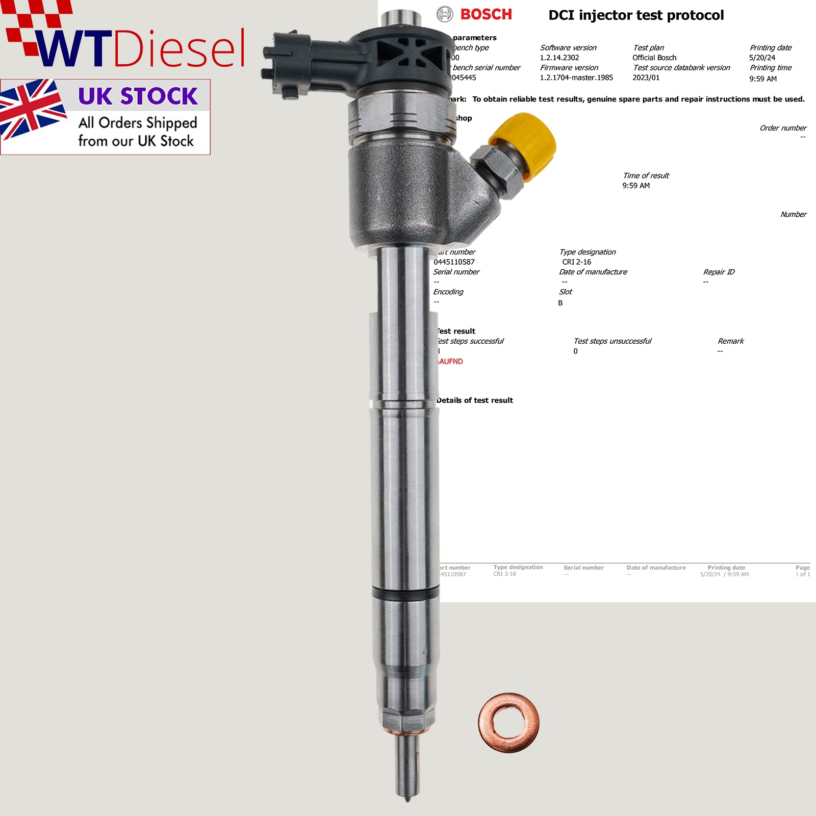 Hyundai Kia Diesel Injector | 1.4 CRDi | Bosch 0445110587 33800-2A600