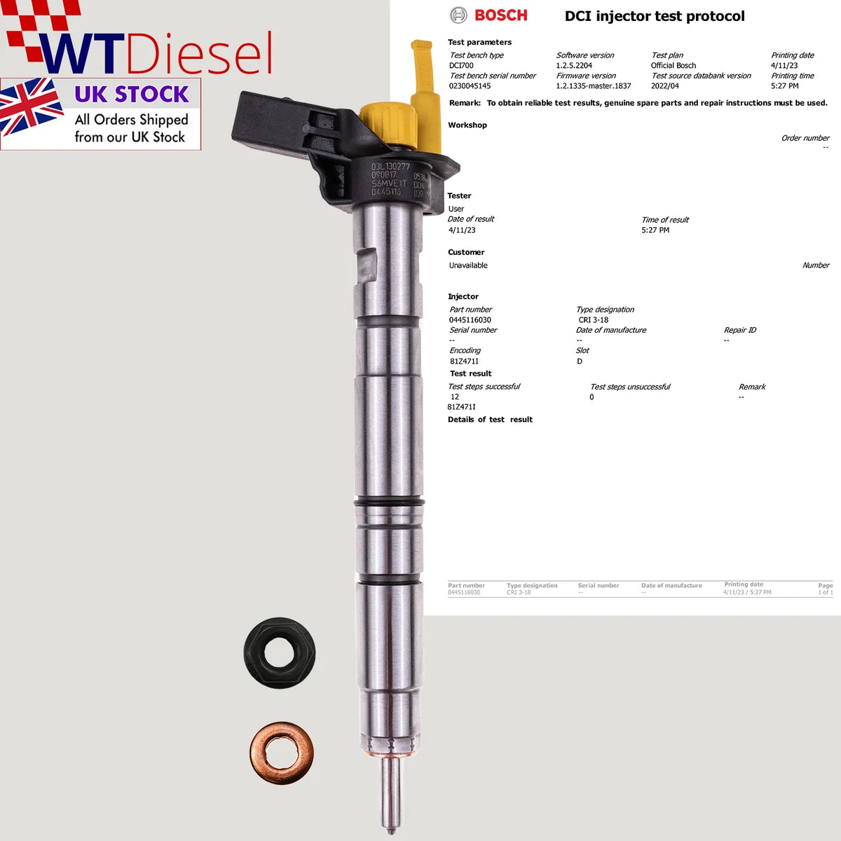 X4 Audi Seat Skoda VW Injector | 2.0 TDI | Bosch 0445116030 03L130277