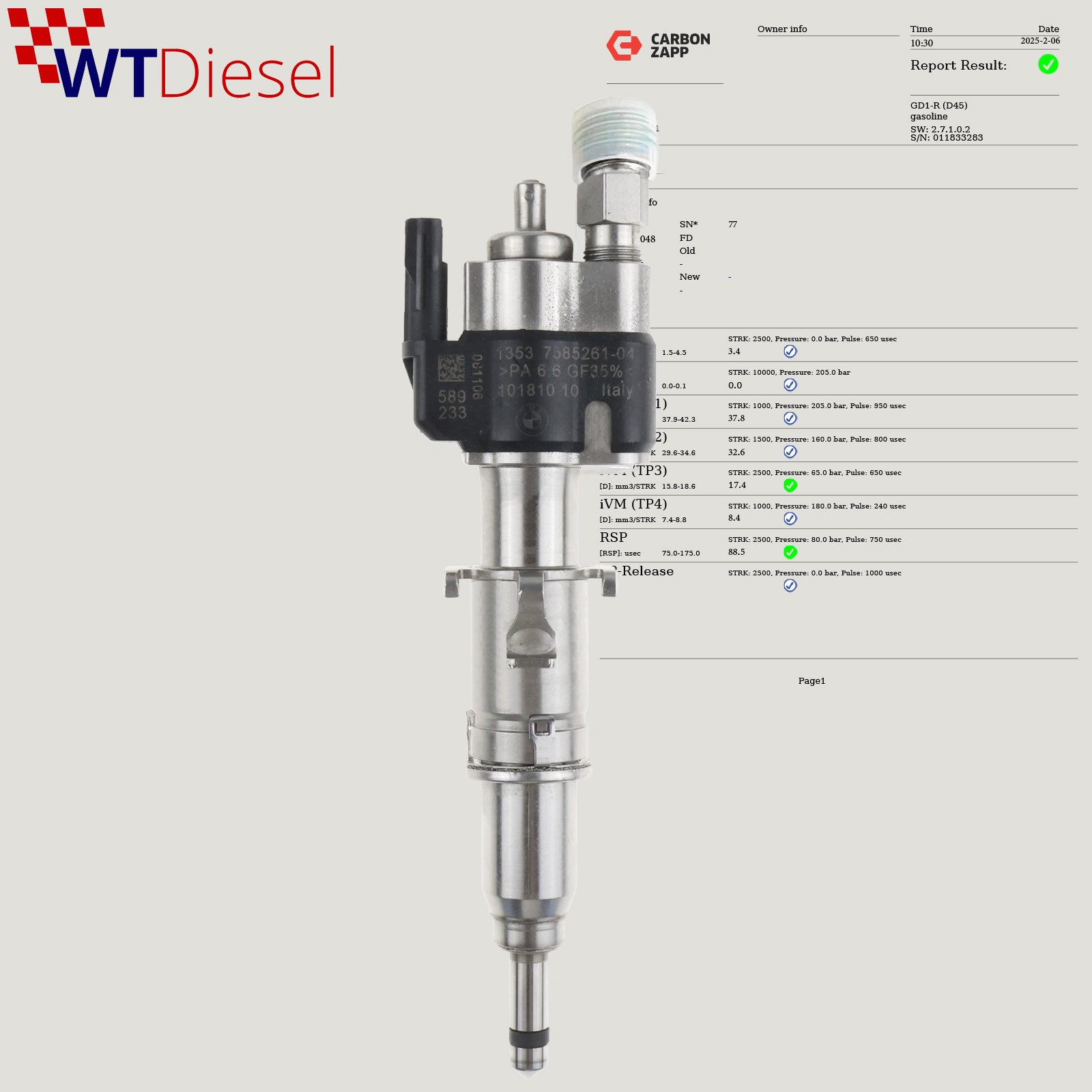 BMW 6 Series Injector | 13537585261-03 13537589048