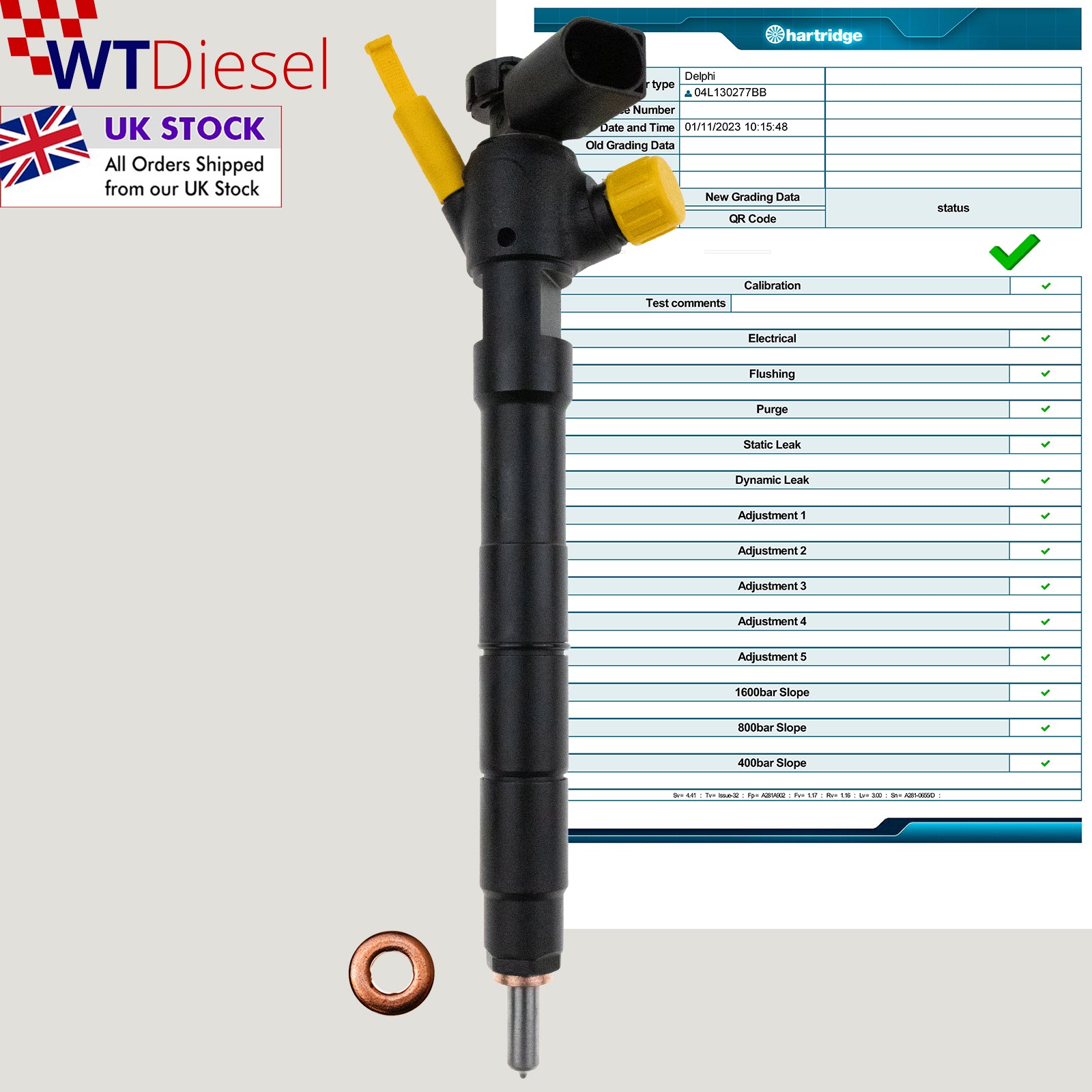 X4 Volkswagen Multivan Diesel Injector |2.0 TDI| Delphi 04L130277BB 28565337