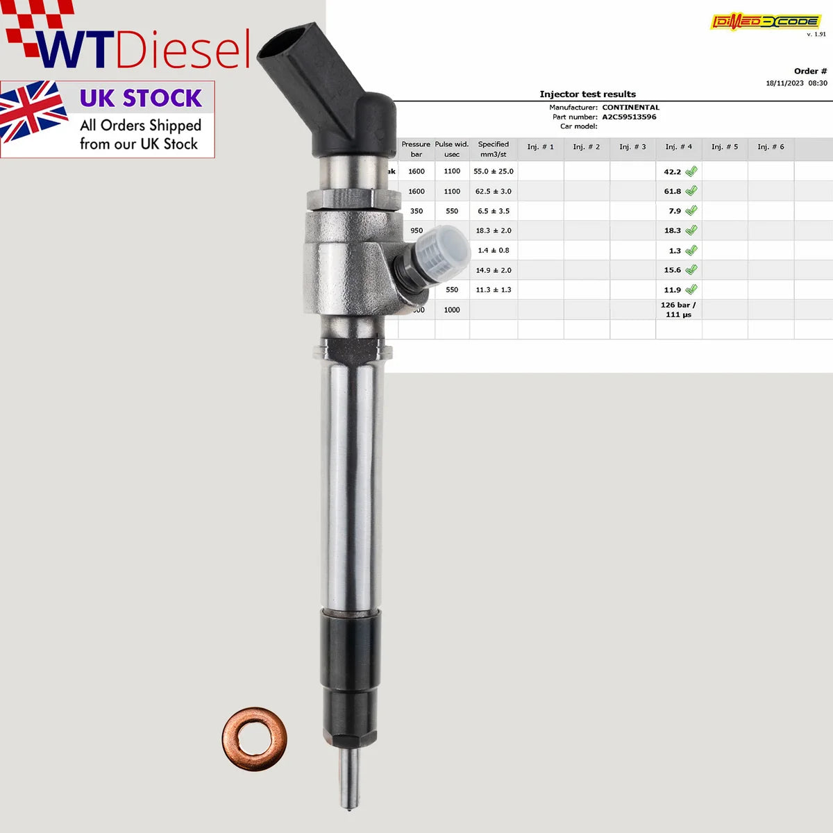 X4 Land Rover Range Rover Sport Diesel Injector | 3.6 TDV8 | 6H4Q-9K546-EB