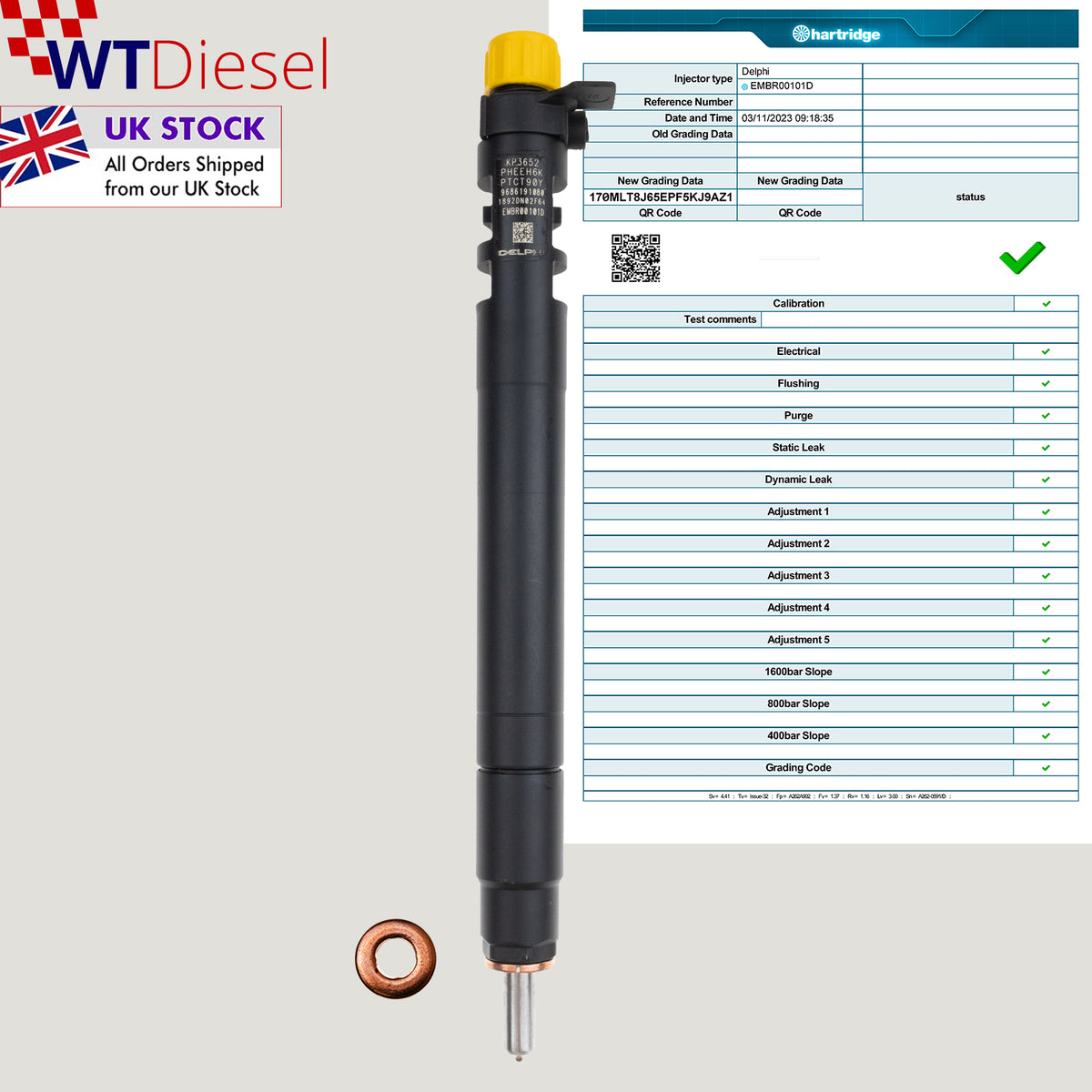 Diesel fuel injector for Citroen C8 and Jumpy II 2.0 HDi, part numbers 9686191080 and EMBR00101D