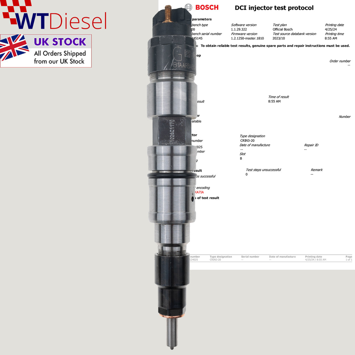 AGCO Power 6.6L diesel injector Bosch 0445124025 OE 837074860