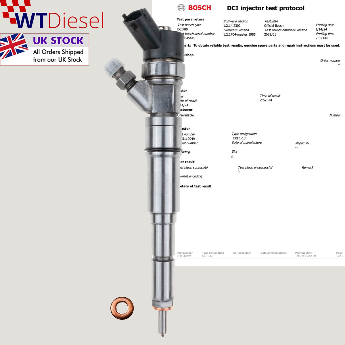 Bosch 0445110049 93171107 common rail diesel injector for BMW 2.0 diesel