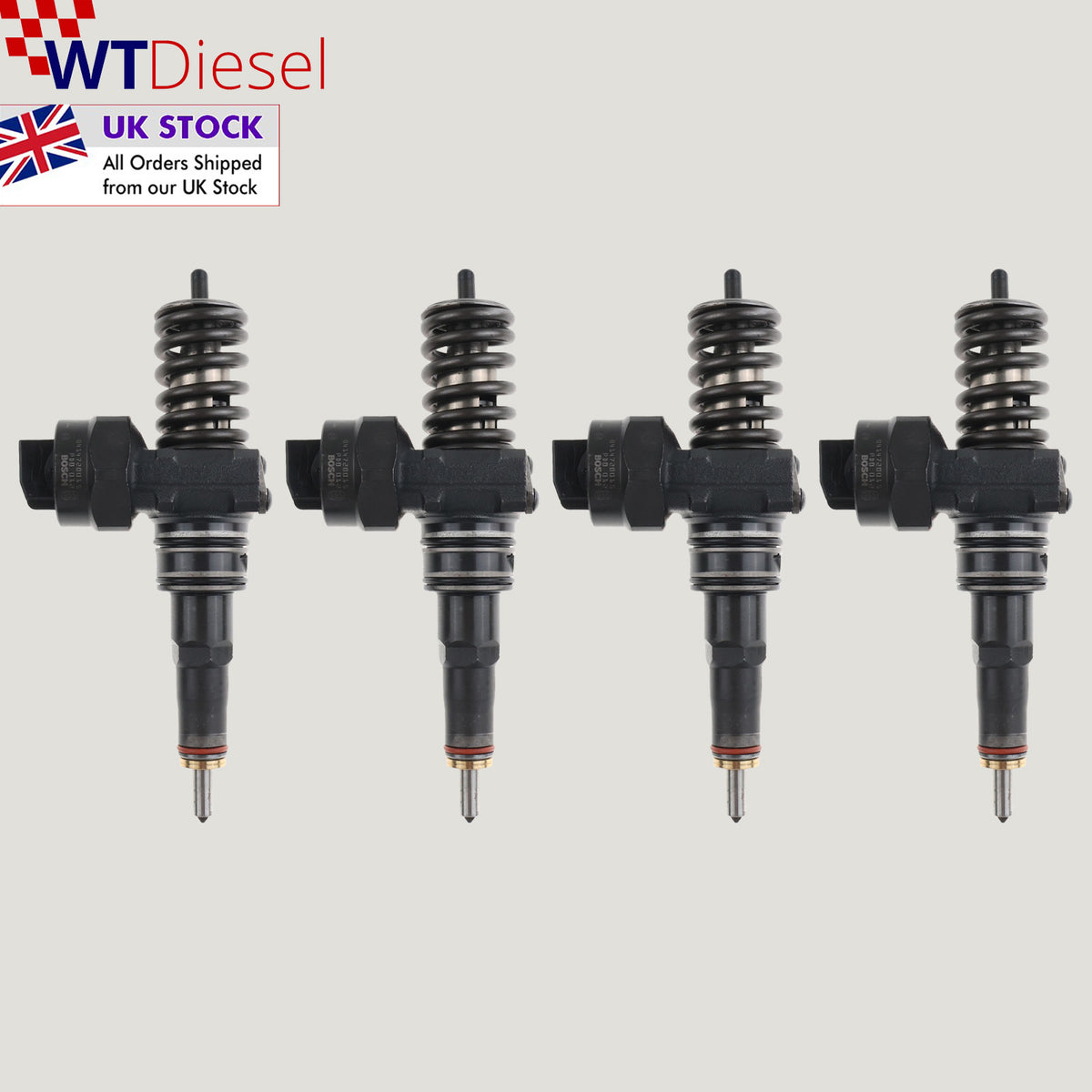 Set of 4 Bosch 0414720015 diesel injectors for Volkswagen Golf Bora Passat B5 Polo IV and New Beetle 1.9 TDI 0986441556