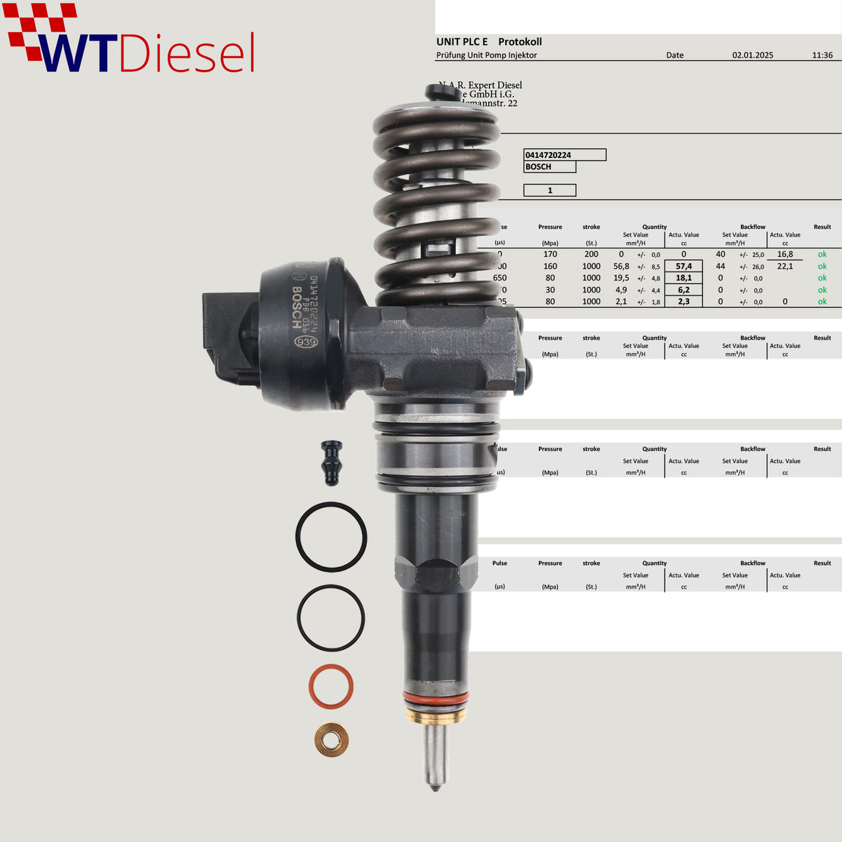 Bosch 0414720224 diesel injector for VW Caddy and Golf 2.0 SDI 038130073AS