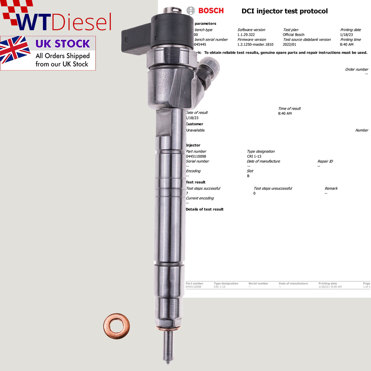 Bosch 0445110098 diesel fuel injector for Mercedes-Benz Sprinter 2.2 CDI