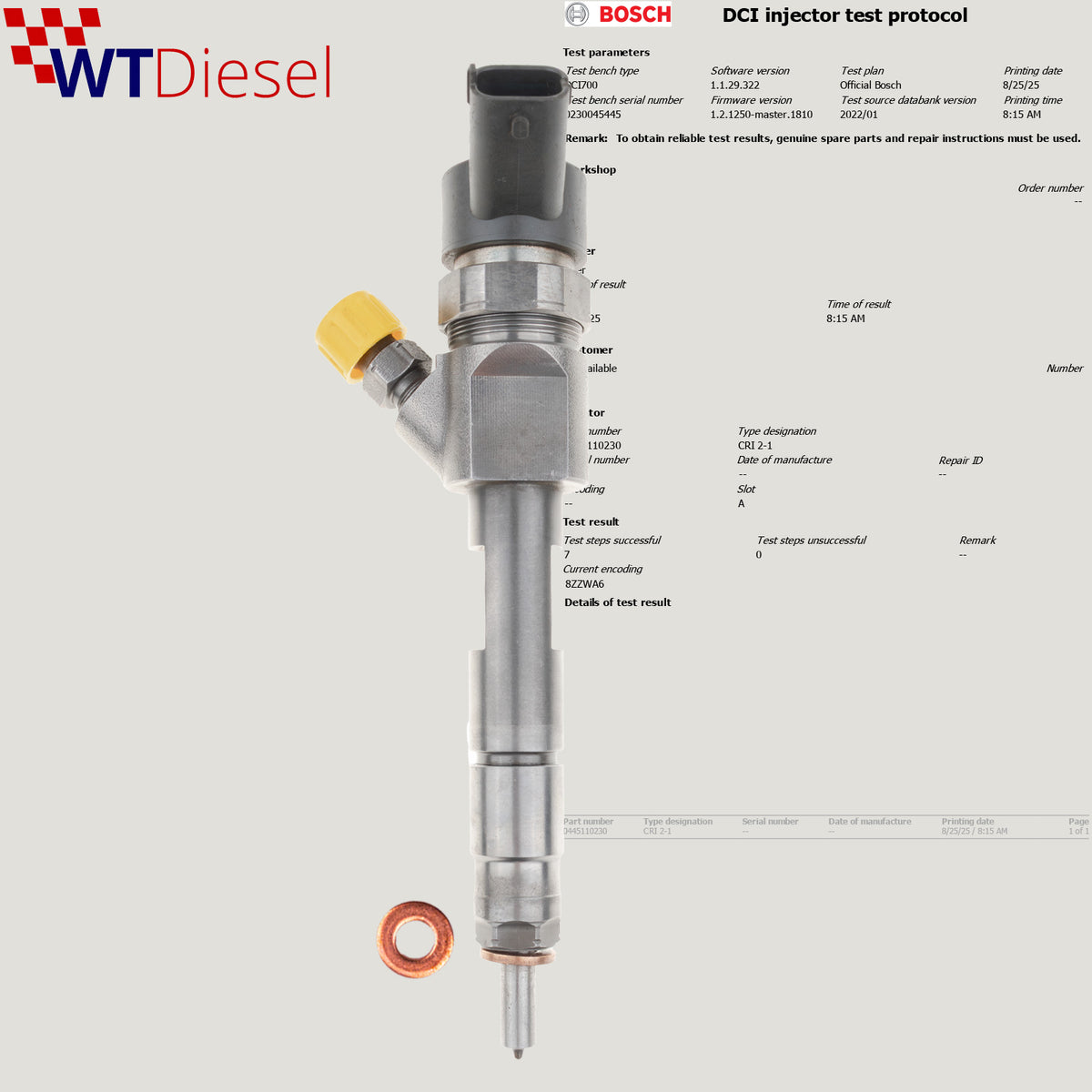 Bosch 0445110230 diesel injector for Renault Scénic II 1.9 dCi 8200389369