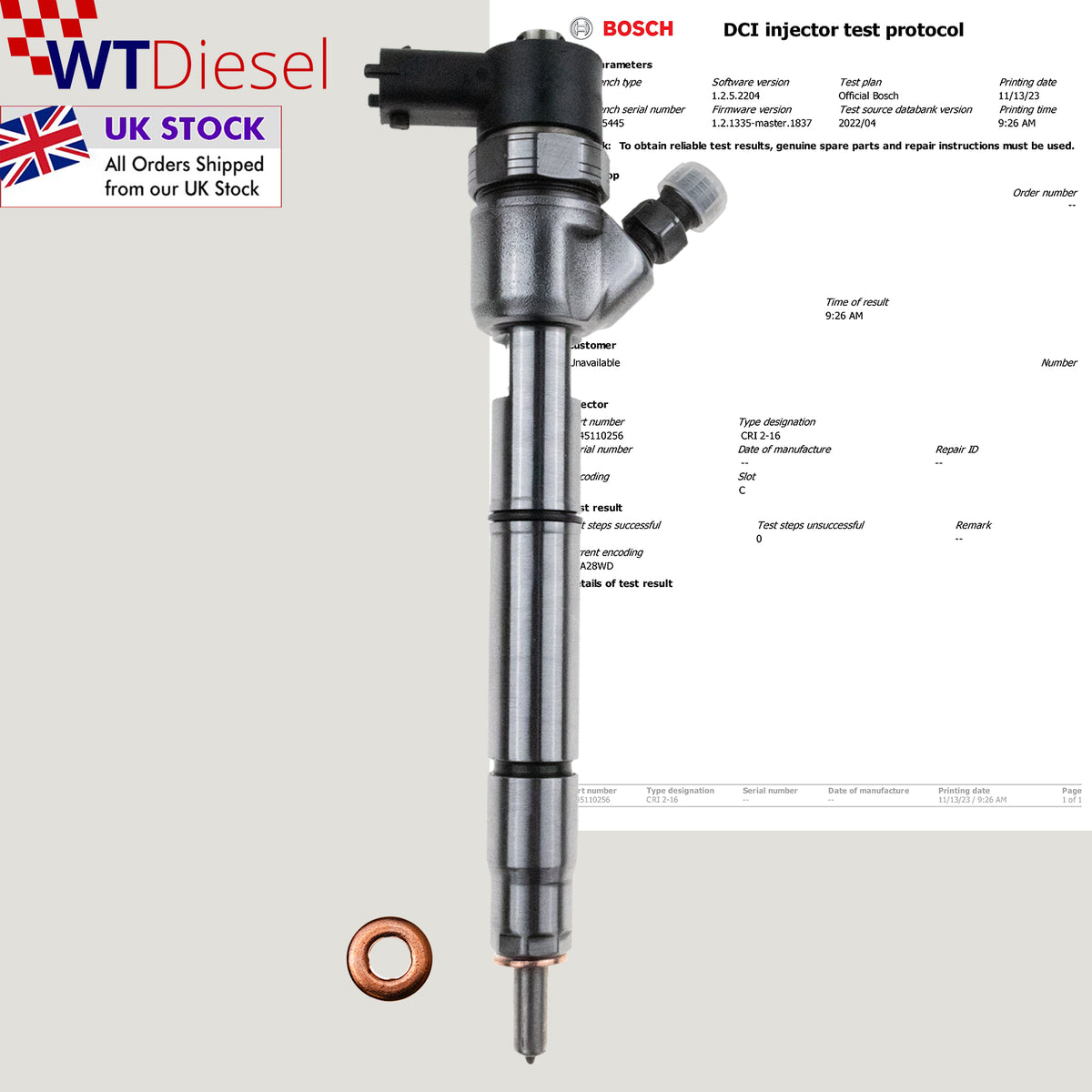 Bosch 0445110256 diesel injector for Hyundai and Kia 1.6 CRDi 33800-2A400