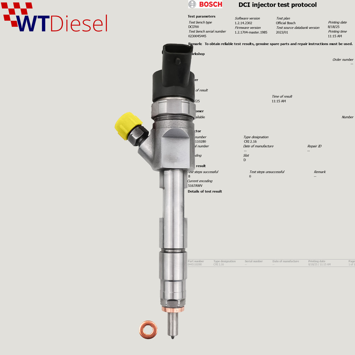 Bosch 0445110280 diesel injector for Renault Scenic II 1.9 dCi
