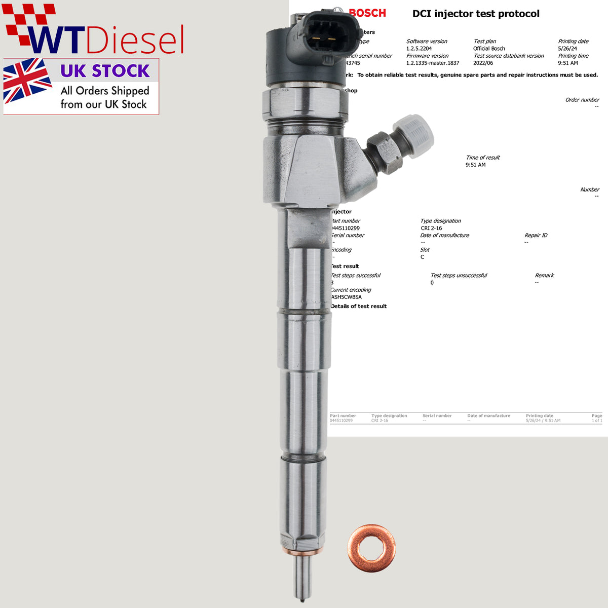 Bosch 0445110299 55209382 diesel injector for Alfa Romeo Spider and Fiat Bravo Doblo 2.0 diesel