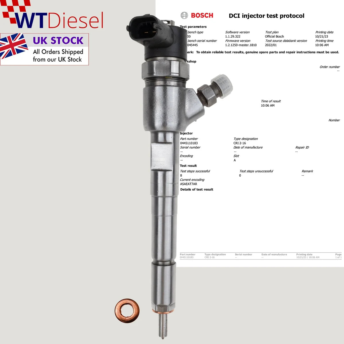 Bosch 0445110369 injectors for VW Amarok Crafter Beetle Scirocco Sharan 2.0 TDI