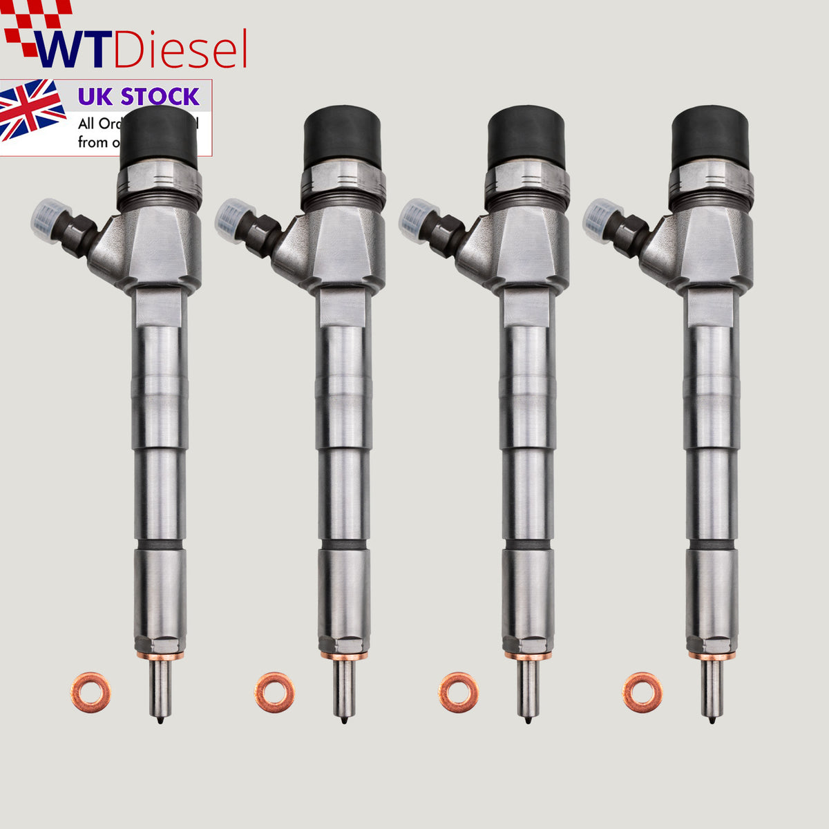 Set of 4 Bosch 0445110419 55233955 diesel injectors for Fiat Jeep and Opel 2.0 JTD
