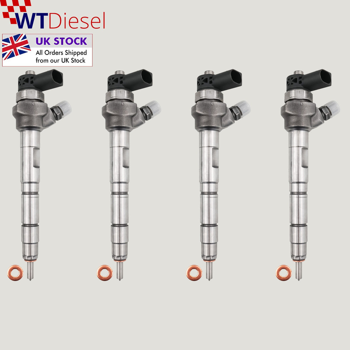 Set of 4 Bosch 0445110429 03L130277N diesel injectors for Audi Seat VW and Ford 2.0 TDI