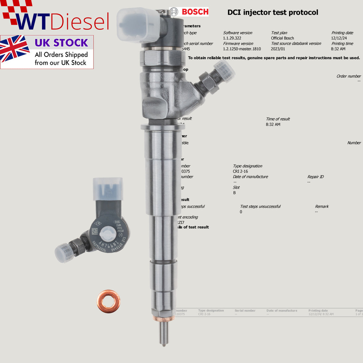 Bosch 0445110634 H82912226 common rail diesel injector for Opel Movano B 2.3 CDTI
