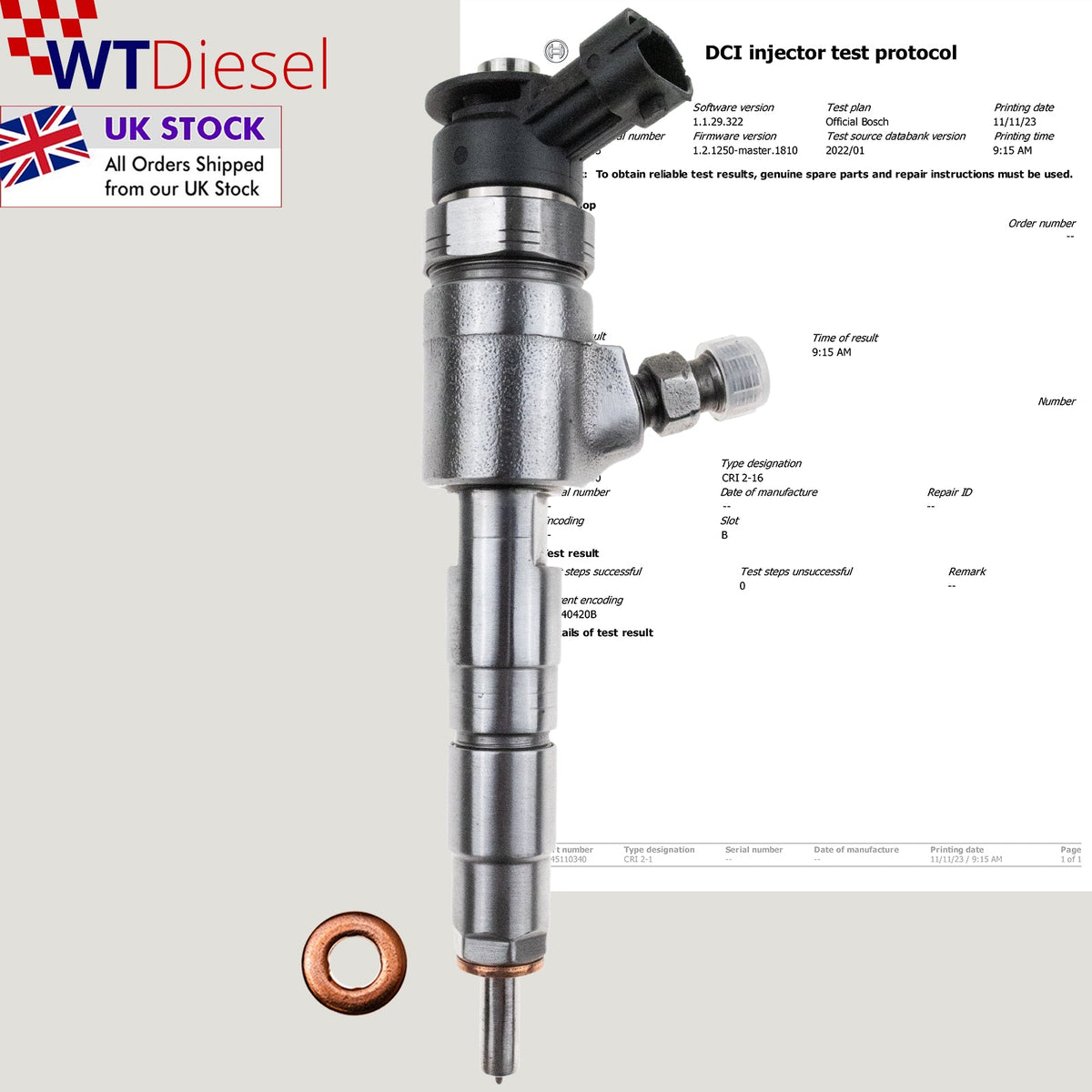 Bosch 0445110739 0445110340 diesel fuel injector for Peugeot Expert and Partner 1.6 HDi and Fiat Scudo 1.6 D