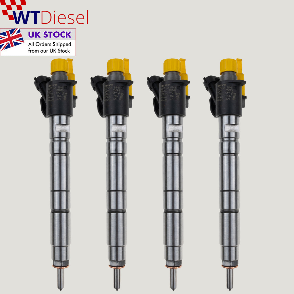 Set of 4 Bosch 0445116046 diesel injectors for Volvo C70 2.0 D3 D4 0986435424