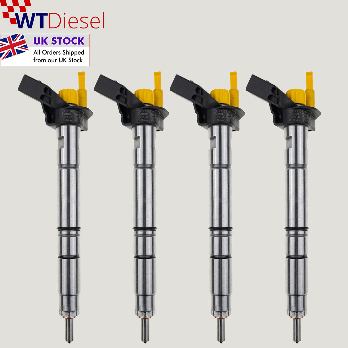 Set of 4 Bosch 0445117027 diesel injectors for Audi A6 A7 and A8 3.0 TDI