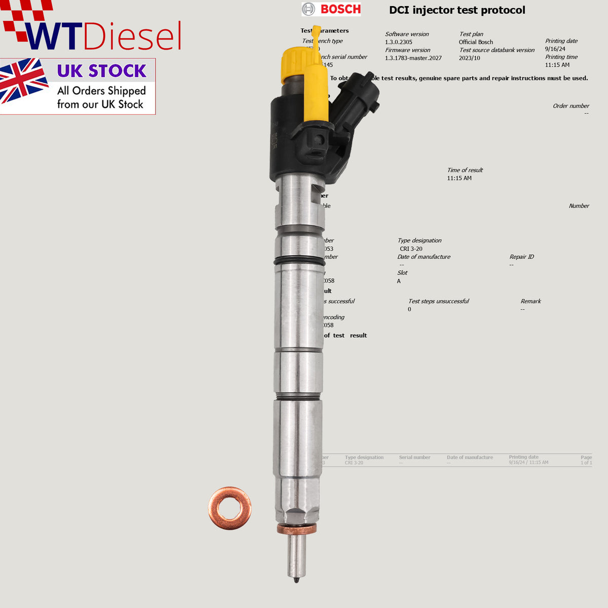 Bosch 0445117053 diesel fuel injector for Land Rover, Jaguar and Range Rover 3.0 diesel models
