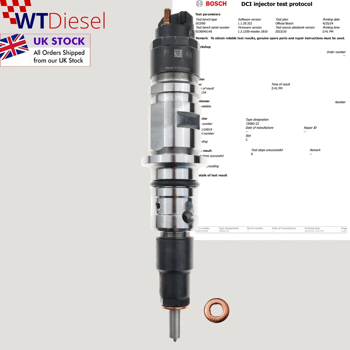 Bosch 0445124019 diesel injector for Cummins QSB 4.5 5289266