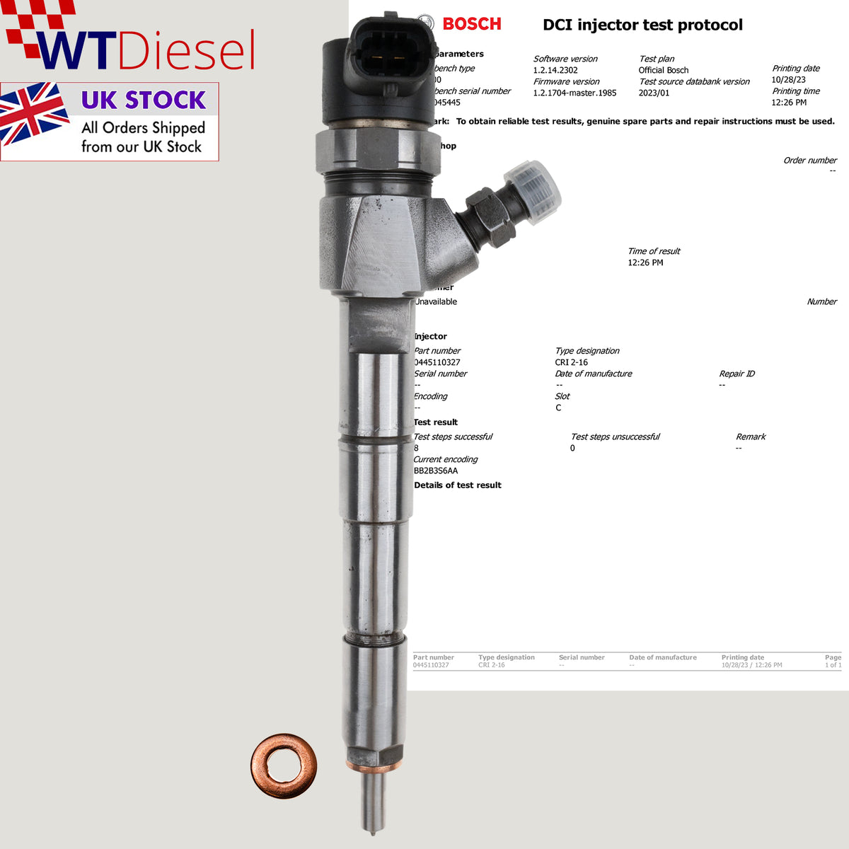 Bosch 0445110327 55566050 common rail diesel fuel injector for Opel Cascada, Insignia and Zafira 2.0 CDTi