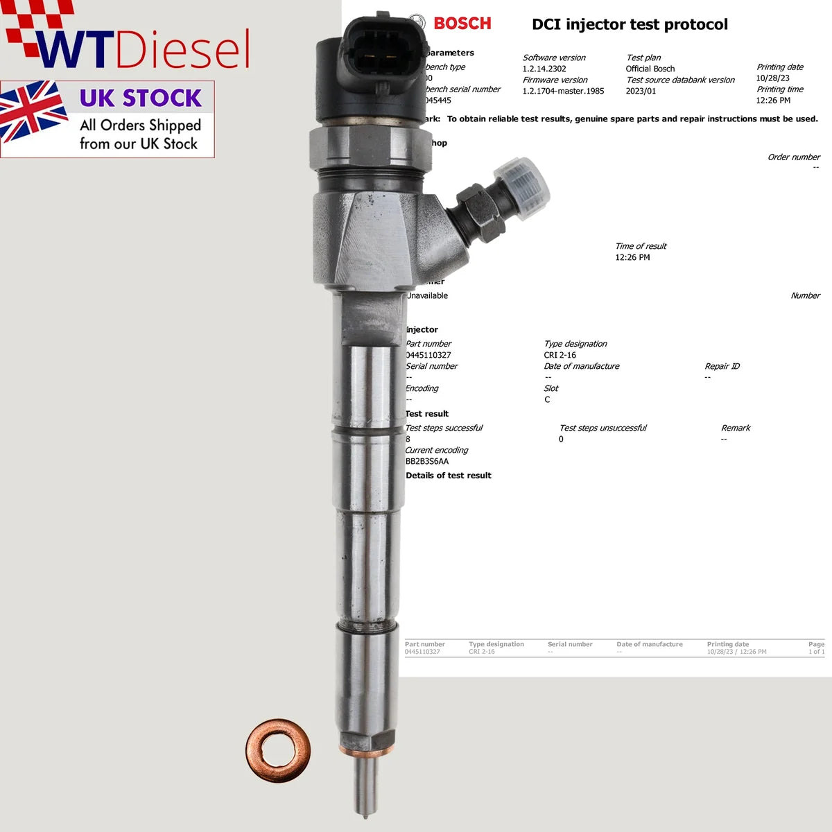 Bosch 55566050 0445110327 common rail diesel fuel injector for Chevrolet Malibu 2.0 D and Saab 9-5 2.0 TTiD