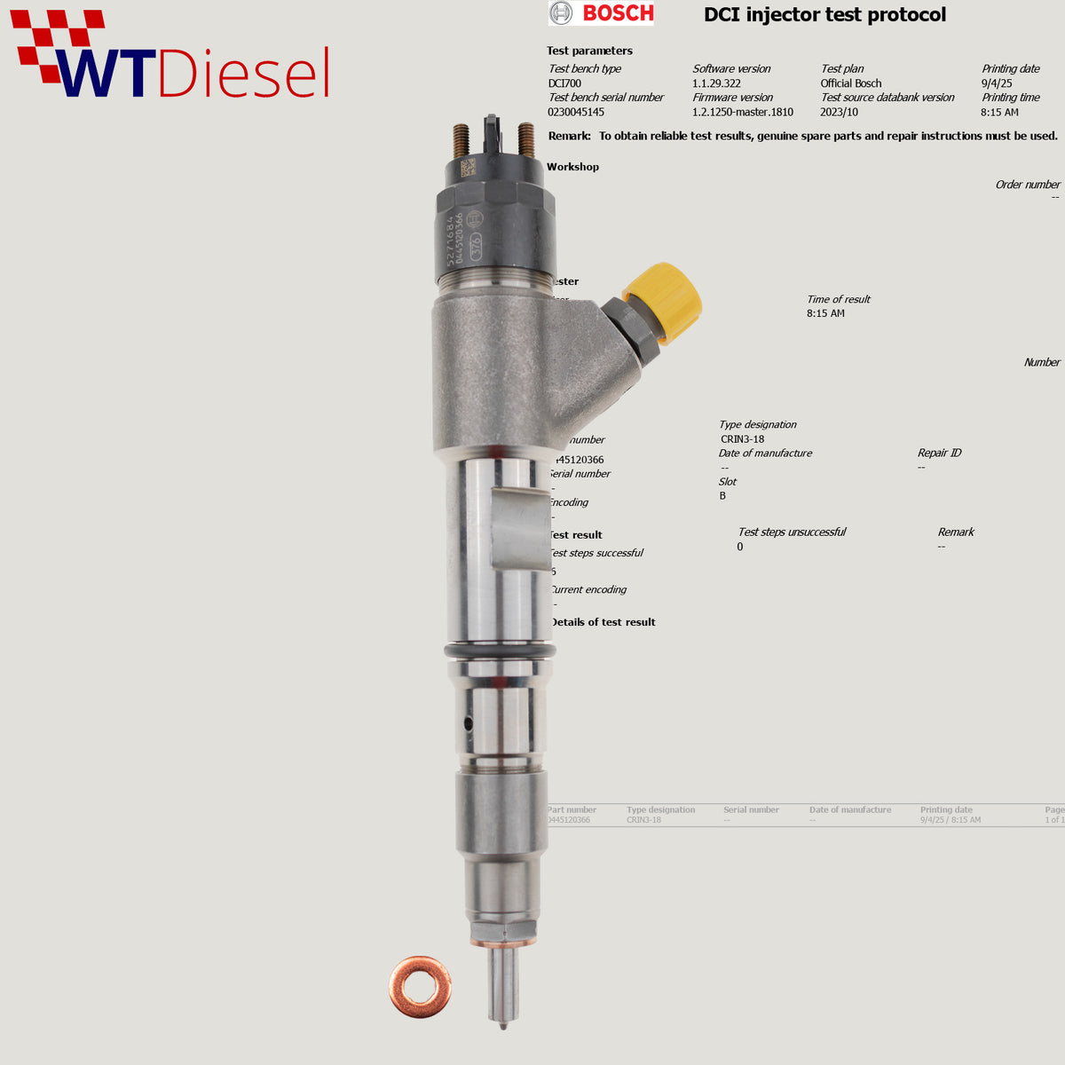 Cummins ISF 3.8 engine diesel injector 0445120366