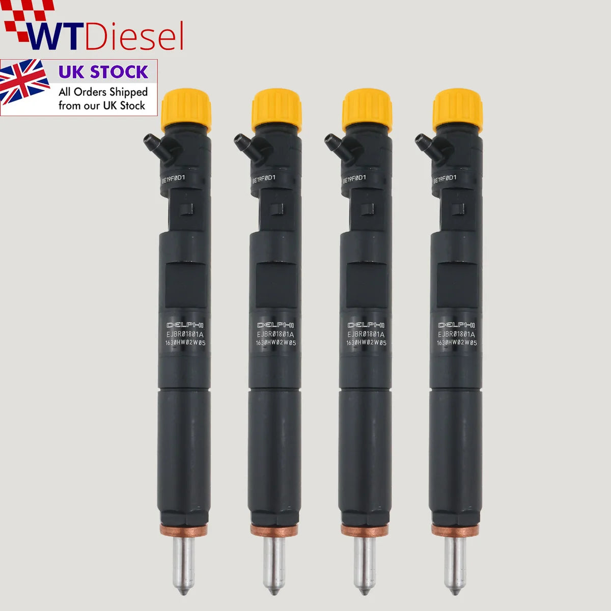 Set of 4 Delphi EJBR01801A EJBR04001D diesel injectors for Renault Clio Megane and Scenic 1.5 dCi