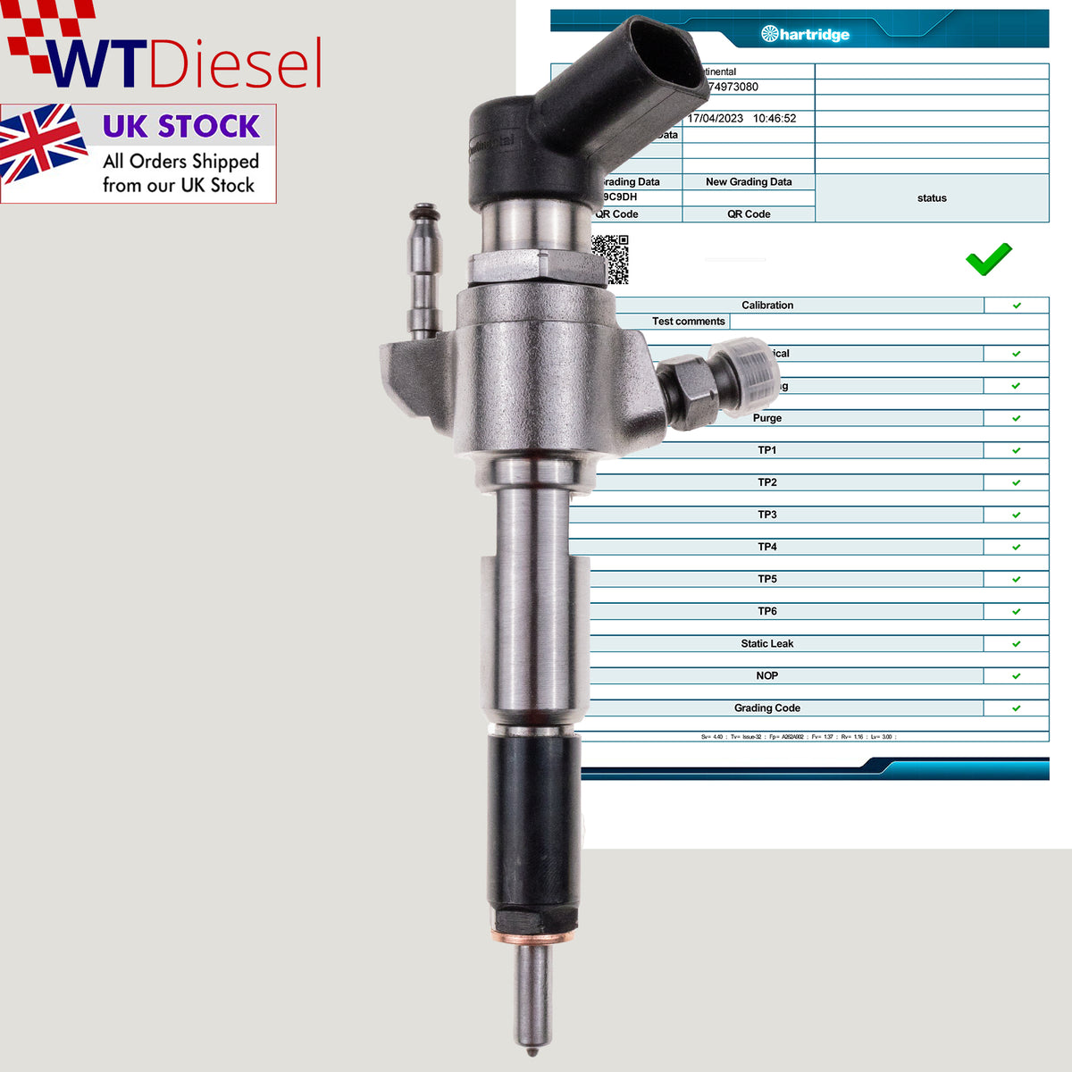 Individual common rail diesel fuel injector with references 9674973080 and 9802448680 for Ford C-Max, Grand C-Max, Focus, Galaxy, Grand Tourneo Connect, Mondeo, S-Max, Tourneo Connect and Transit Connect 1.6 TDCi engines
