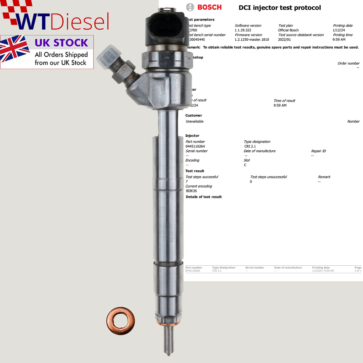 Bosch 0445110264 A6460700487 common rail diesel injector for Mercedes-Benz Viano and Vito 2.0 CDI