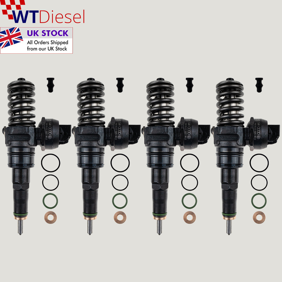 Set of 4 Bosch 0414720037 038130073AJ diesel fuel injectors for Seat Ibiza III, Cordoba, Skoda Octavia and Superb 1.9 TDI models