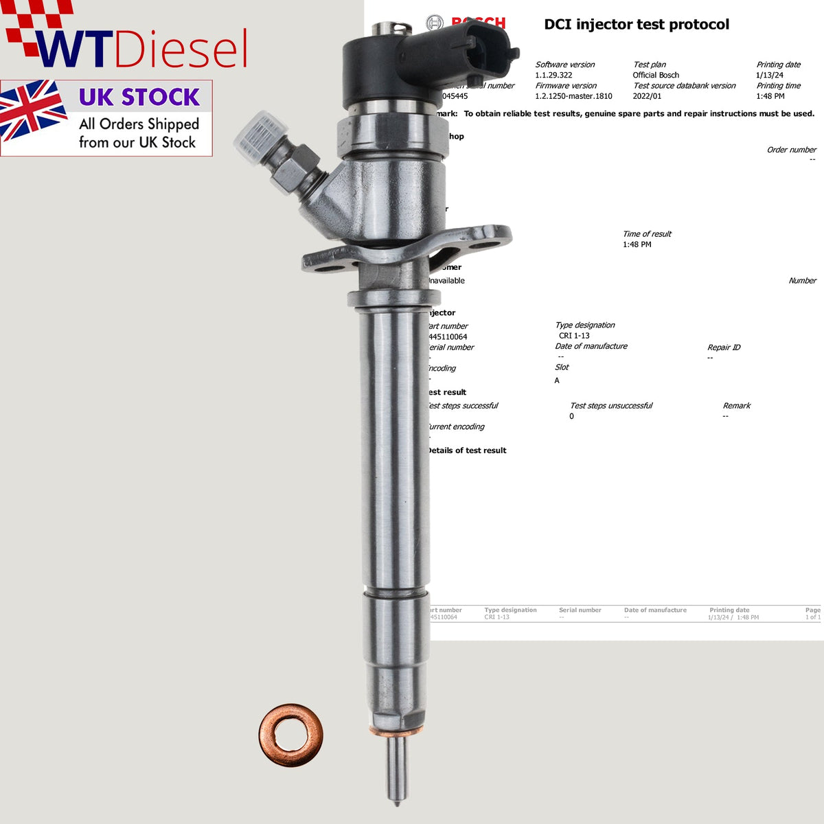 Bosch 0445110078 30756063 common rail diesel fuel injector for Volvo V70 II and XC70 I 2.4 CDI models