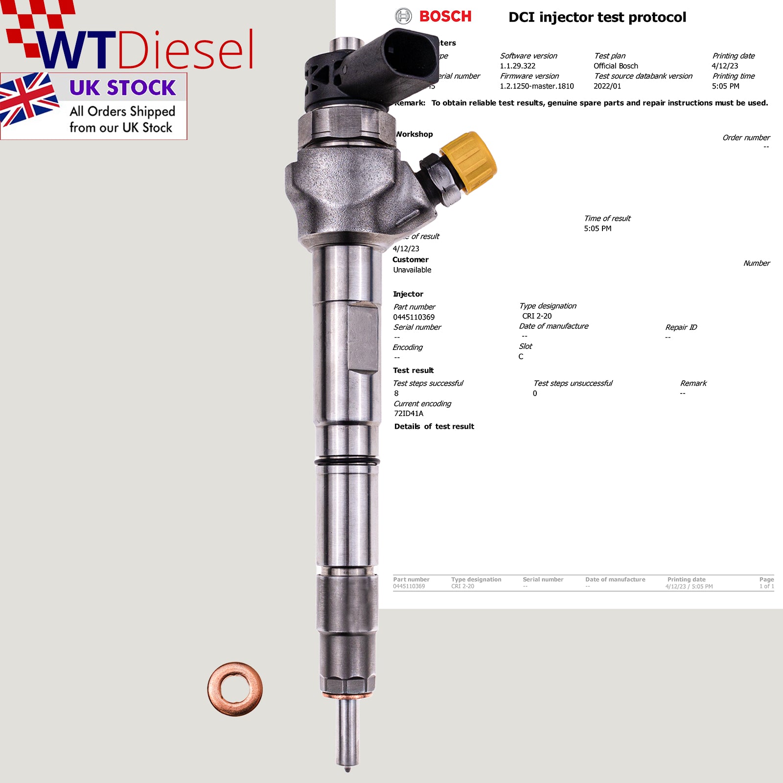 Audi Seat Skoda VW Bosch 0445110369 Diesel Injector |2.0 TDI|