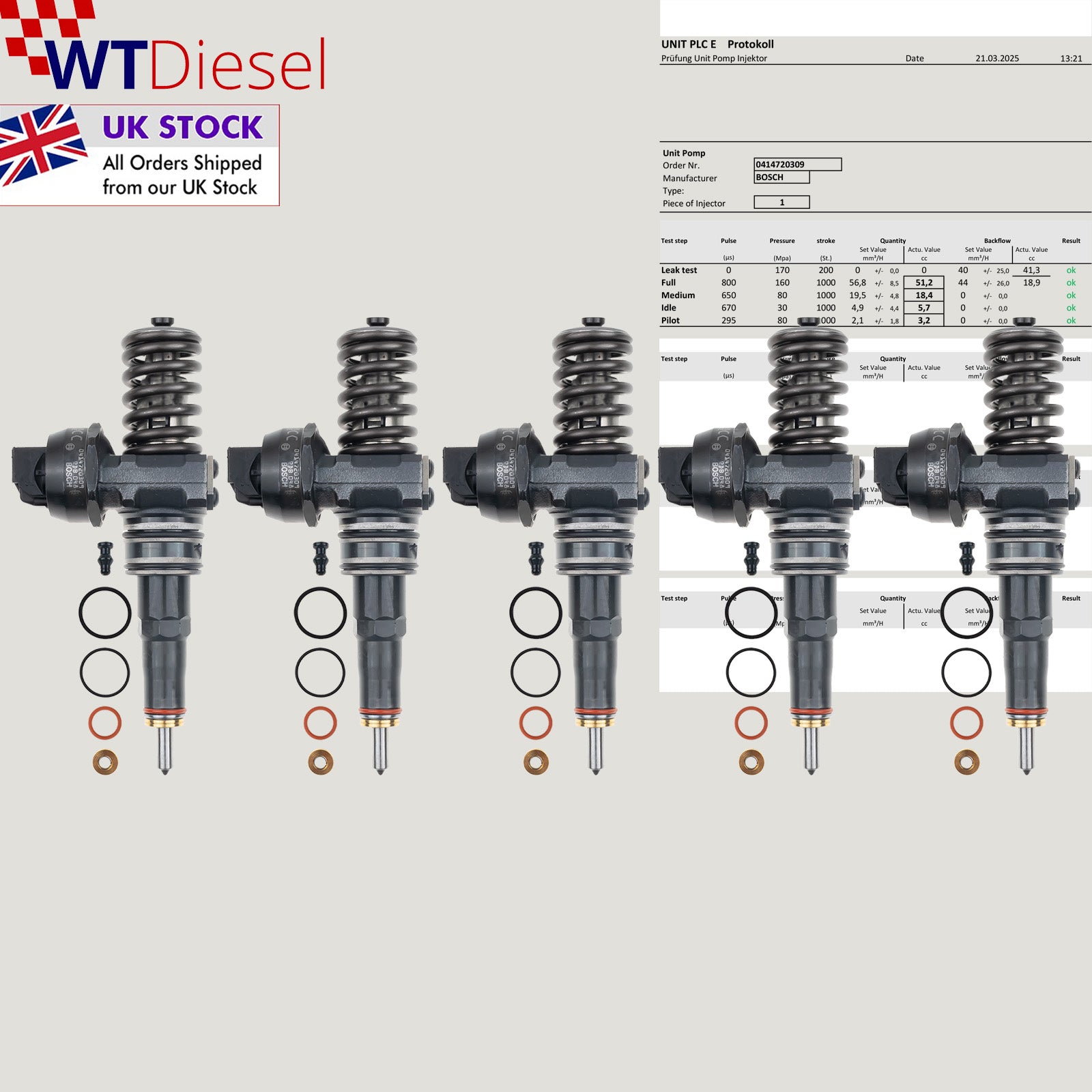 X5 0414720309 Bosch Injector | VW Touareg R50 5.0 TDI | 07Z130073N