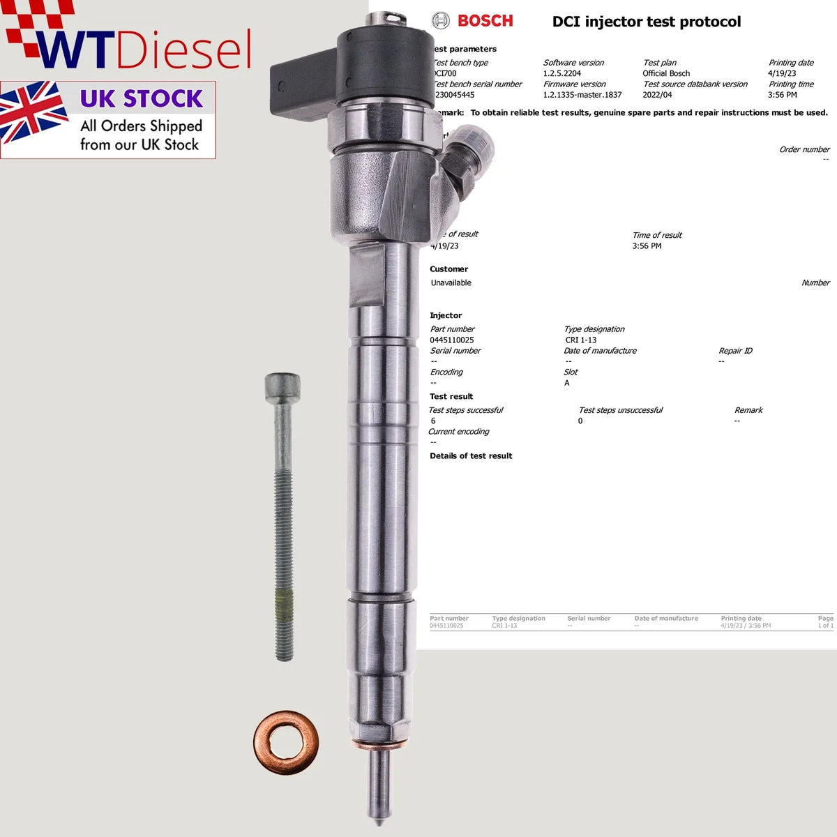 Bosch 0445110025 common rail diesel injector for Mercedes C200 C220 and C270 CDI