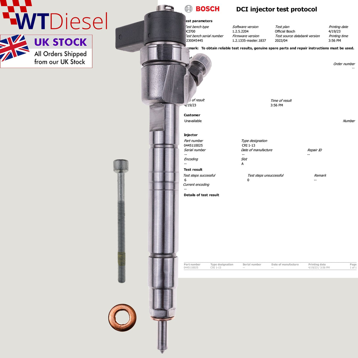 Bosch 0445110025 common rail diesel injector for Mercedes Benz E-Class 2.2 CDI and 2.7 CDI