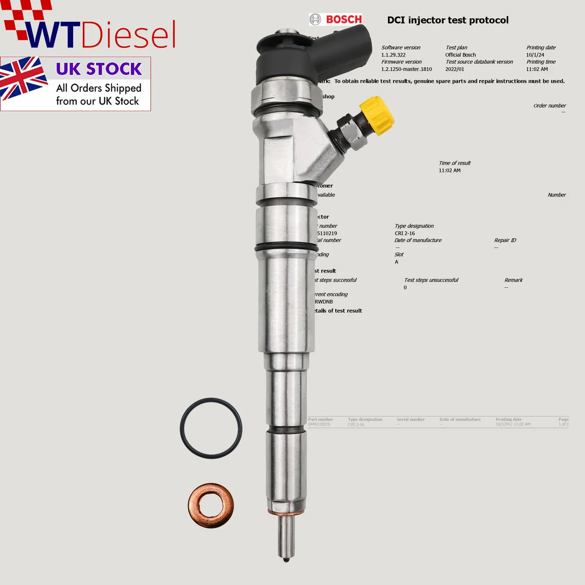 X4 BMW 5 Series Diesel Injector | 3.0D | Bosch 0445110219 13537792096